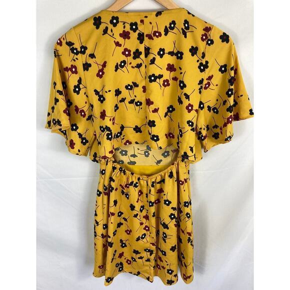 BCBGeneration Floral bow Tie Short Sleeve Dress Yellow Size XXS - Picture 4 of 9